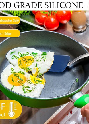 Silicone Cookie Spatula Turner 2 Pack Mini Brownie Spatula Flexible Kitchen Small Silicone Turner for Nonstick Cookware Heat Resistant No Scratch Flipper for Egg Pancake(Blue)