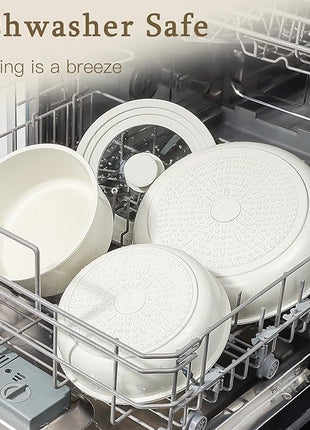 GiPP Ceramic Pots and Pans Set Non Stick, Nonstick Detachable Handle Cookware Sets, Healthy Non Toxic PFAS PFOA & PTFE Free, Dishwasher ＆Oven Safe, Induction Kitchen Pot and Pan, 15 Piece Cream