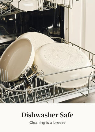 Redchef Ceramic Non Stick Egg Pans, Nonstick Frying Pan Skillet, 8 inch Cooking Pan Non Toxic with Stay Cool Handle for Induction, PTFE & PFAS & PFOA Free, Dishwasher/Oven Safe (Beige White)