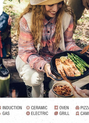 Victoria Cast Iron Round Grill Pan with Double Loop Handles, Made in Colombia, 10 Inches