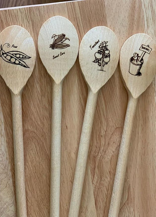 3-PCS 12″ Long Beechwood Wooden Cooking Spoons – Heat-Resistant, Non-Scratch Mixers for Non-Stick Cookware | Sustainably Sourced European Crafting