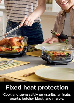 Ninja Crispi Air Fryer, Microwave, Freezer & Dishwasher Safe, Non Toxic Glass Portable Cooking System, 4 QT & 6 Cup Glass Containers with Storage Lids, Easy Meals, Air Fry, Bake, Green, FN101SG