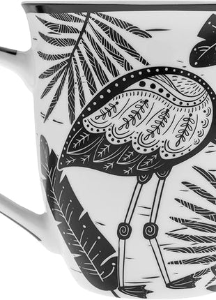 Karma Gifts 14 oz Black and White Boho Mug Flamingo - Cute Coffee and Tea Mug - Ceramic Coffee Mugs for Women and Men