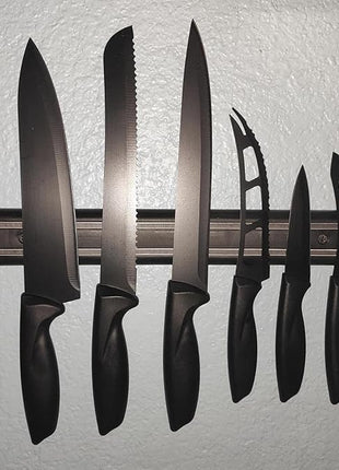 LDC Kitchen Black Knife Set - Stainless Steel, Dishwasher Safe Ergonomic Knives Set with Anti-Slip Handles - Ultra-Sharp Blades - Kitchen Essential Knives - 7 Piece Set