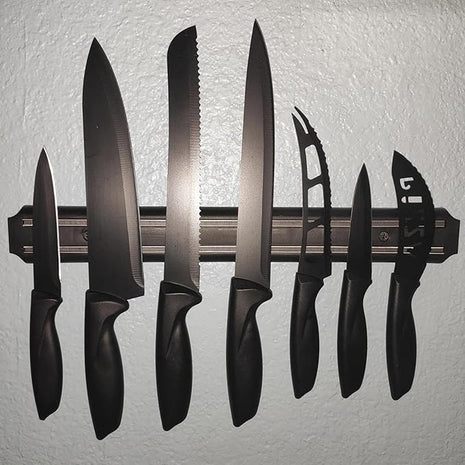LDC Kitchen Black Knife Set - Stainless Steel, Dishwasher Safe Ergonomic Knives Set with Anti-Slip Handles - Ultra-Sharp Blades - Kitchen Essential Knives - 7 Piece Set