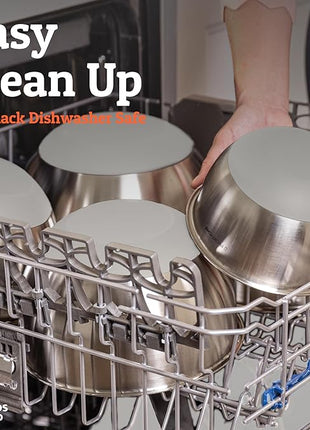 Priority Chef Premium Mixing Bowls With Lids Set, Airtight Lids, Thicker Stainless Steel, Non-Slip Base, 5 Nesting Steel Bowls for Kitchen, Large Prep Metal Bowl Set 1.5/2/3/4/5 Qt, Khaki