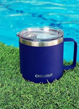 CHILLOUT LIFE 16 oz (Set of 2) Stainless Steel Vacuum Insulated Coffee Mug with Handle and Lid, Large Thermal Camping Coffee Mugs with Sliding Lid for Men & Women