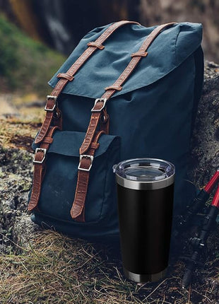 20oz Tumbler Bulk Stainless Steel Vacuum Insulated Tumblers with Lid Double Wall Travel Mug, Durable Powder Coated Coffee Cup, Suitable for Ice Drinks and Hot Beverage (Black 12pack)