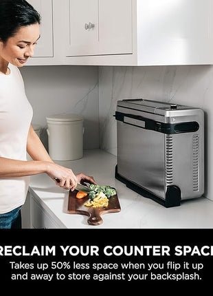 Ninja Digital Air Fry Countertop Oven, 8-in-1 Functionality, 1800W, Flip-Up Design, XL Capacity, Air Fry Basket, Wire Rack & Crumb Tray, Silver, SP101