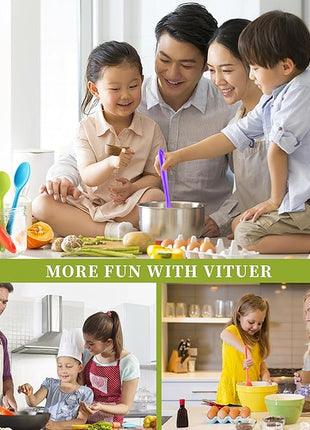 5PCS Silicone Serving Spoons Set, Vituer Heat Resistant Kitchen Spoons for Cooking, Mixing, Stirring and Serving, Dishwasher Safe (5 Pack, Multicolor)