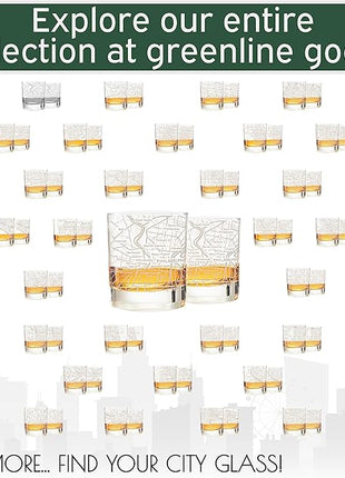 Greenline Goods Whiskey Glasses - 10 Oz Tumbler Gift Set for Philadelphia lovers, Etched with Philadelphia Map | Old Fashioned Rocks Glass - Set of 2