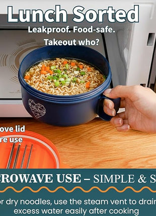 AI LOVE PEACE Ramen Bowl, 40 oz Microwaveable Noodle Cooker for Ramen, Pho, Soup, and Pasta, Dishwasher Safe and Portable, Ideal for Home, Office, Dorm, or Gift (Orange)