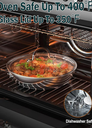 Cook N Home Stainless Steel Cookware Sets 10-Piece, Pots and Pans Kitchen Cooking Set with Stay-Cool Handles, Dishwasher Safe, Silver