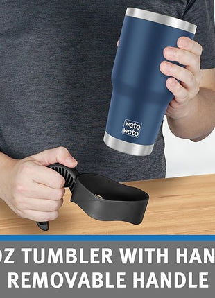 WETOWETO 30 oz Tumbler Stainless Steel Vacuum Insulated Coffee Cup with Handle, Double Wall Vacuum Coffee Thermal Cups for Hot and Cold drinks, Suitable for Travel (Navy Blue, 1 Pack)