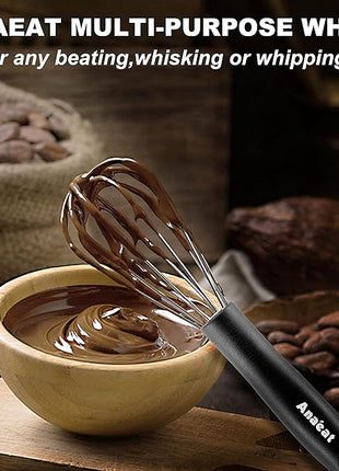 Anaeat Stainless Steel Kitchen Whisk Set of 5, Milk and Egg Beater Blender with Thick Wire for Whisking, Cooking, Baking, Beating and Stirring - 5"+7" Mini Whisk and 8.5''+10.5''+12'' Balloon Whisks
