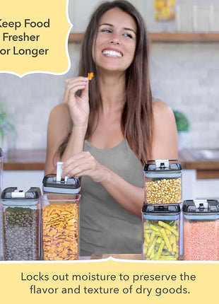 Simply Gourmet Airtight Food Storage Containers with Lids – 7 Piece Assorted Size Kitchen Pantry Organization Set, BPA-Free Clear Plastic, Stackable Containers for Cereal, Flour, Sugar, Rice, Snacks