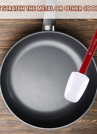 Set of 3 High Temp Silicone Spatulas Heat Resistant Rubber Commercial Heavy Duty Silicone Scraper Spatula with Handle for Kitchen Baking Cooking(10 x 2 Inches,Spoon Spatula)