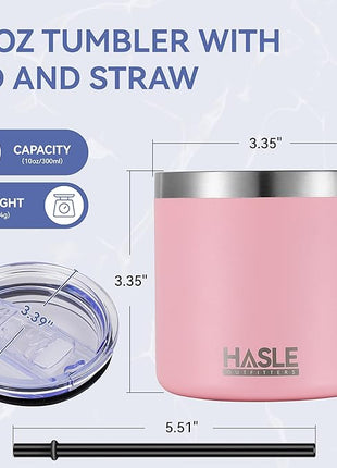 HASLE OUTFITTERS 10oz Insulated Tumblers with Lid and Straw,Stainless Steel Tumbler Travel Coffee Mug,Double Wall Reusable Tumbler Cup for Iced and Hot Drinks(Pink,6 Pack)