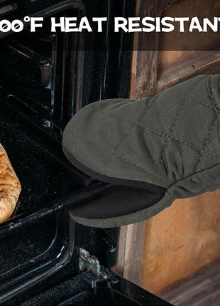 Oven Mitts and Pot Holders Set, Pack of 4, Heat Resistant Silicone Kitchen Mini Oven Mittens for 500 Degrees, Mini Oven Gloves and Hot Pads for Baking Grilling Barbecue Microwave Machine Washable