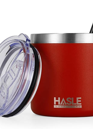 HASLE OUTFITTERS 10oz Insulated Tumblers with Lid and Straw,Stainless Steel Tumbler Travel Coffee Mug,Double Wall Reusable Tumbler Cup for Iced and Hot Drinks(Red,1 Pack