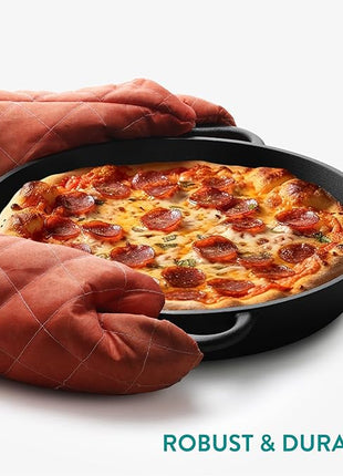 Navaris Cast Iron Skillet Pan - Oven Safe 2 Handle Frying Skillets - Pre Seasoned Pans for Stove or BBQ Cooking - 12 Inch / 30cm