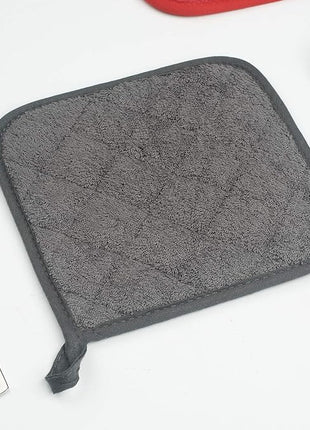 100% Cotton Kitchen Everyday Basic Terry Pot Holder Heat Resistant Coaster Potholder for Cooking and Baking Set of 5 Mineral Gray