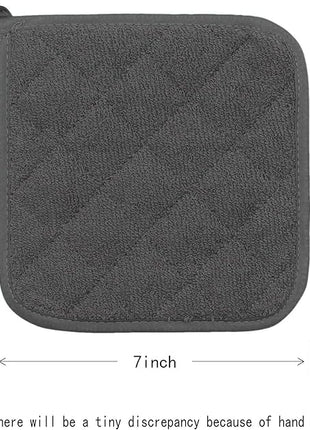 Cotton Pot Holders Cotton Made Machine Washable Heat Resistant Everyday Kitchen Basic Terry Pot Holder, Hot Pads, Trivet for Cooking and Baking Set of 4 (Grey)