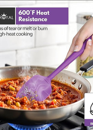 Silicone Spatula Set - 4-Piece Rubber Spatulas Silicone Heat Resistant 600°F for Everyday Task - Seamless Design Kitchen Spatulas for Nonstick Cookware - Purple