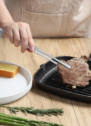 HOTEC Kitchen Tweezers Tongs Stainless Steel, Set of 4-10" and 12inch Extra-Long Food Tweezers Fine Kitchen Tongs for Cooking,Grill and Baking