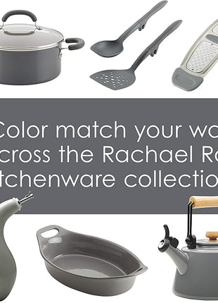 Rachael Ray Tools and Gadgets Spoon, Slotted and Solid Turners Set/ Cooking Utensils - 3 Piece, Gray