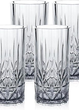 BELLAFORTE Shatterproof Tritan Tall Tumbler Set of 4, 18oz - Myrtle Beach Drinking Glasses - Unbreakable Plastic Glasses Drinking for Gift, Party, New Year - BPA Free - Dishwasher Safe - Smoke Gray