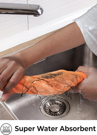 Urban Villa Halloween Kitchen Towels Set of 6 Dish Towels for Kitchen 100% Cotton Orange Color Dish Cloths 20''X30'' Multi-Purpose Kitchen Hand Towels Highly Absorbent Kitchen Towels with hanging Loop