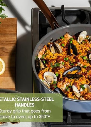 T-Fal Preserve Ceramic Nonstick Frying Pan Skillet 12-inch, Oven Broiler Safe up to 350°F Cookware, InoCeram Glide Technology, Frying Pan, Skillet Pots & Pans, Blue