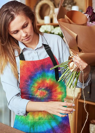 Britimes Apron Home Kitchen Cooking Baking Gardening for Women Men with Pockets Tie dye 32x28 inch