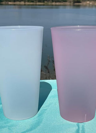 Reusable 32-ounce Drinking Cups - Unbreakable Large Plastic Tumblers set of 12, BPA Free Dishwasher Safe in 6 Assorted Colors for Indoor Outdoor Use