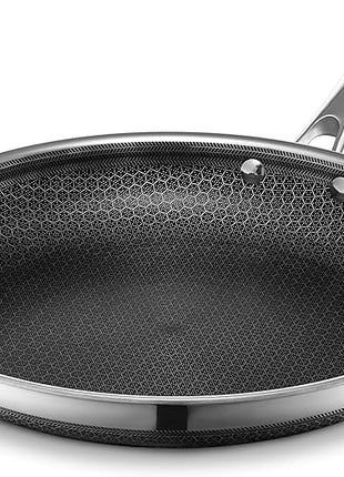 HexClad Hybrid Nonstick 12-Inch Frying Pan, Stay-Cool Handle, Dishwasher-Friendly, Oven-Safe Up to 900°F, Induction Ready, Compatible with All Cooktops