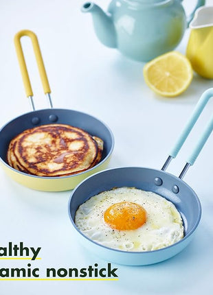 GreenPan Mini Healthy Ceramic Nonstick, 5" Round Egg Pan, PFAS-Free, Dishwasher Safe, Stay Cool Handle, Yellow