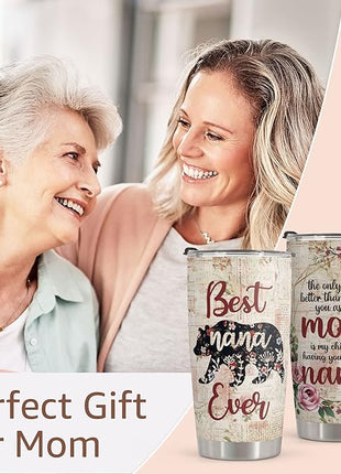 Macorner Mothers Day Gift for Nana & Mom From Daughter, Son for Grandma - Stainless Steel Bear Tumbler 20oz for Women