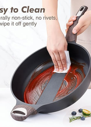 SENSARTE Nonstick Frying Pan Skillet with Lid, 10.5 Inch Deep Frying Pan, 3.8 Qt Non Stick Saute Pan with Cover, Induction Pan, Healthy Non Toxic Cooking Pan with Helper Handle, PFOA PFOS Free