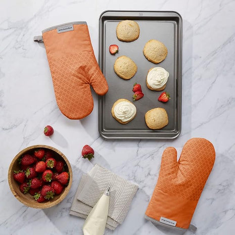 KitchenAid Asteroid Oven Mitt Set, 7"x12.5", Honey Orange, 2 Piece