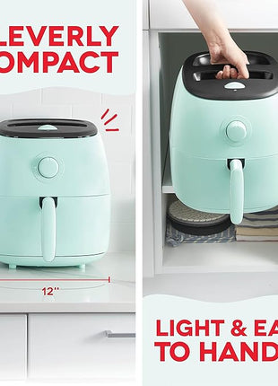 DASH Tasti-Crisp™ Electric Air Fryer Oven, 6 Qt. Family Size, Aqua – Compact Air Fryer with Large Basket for Healthier Food in Minutes, Ideal for Small Spaces - Auto Shut Off, Analog, 1700-Watt