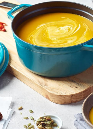 STAUB Cast Iron Round Cocotte, Dutch Oven, 4-quart, serves 3-4, Made in France, Turquoise
