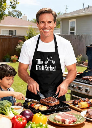 Grill Aprons for Men Dad - The Grill father Apron - Funny Chef Cooking Grilling BBQ Apron with 2 Pockets - Birthday Fathers Day Christmas Gifts for Dad