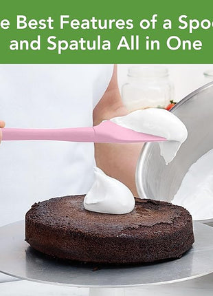 Tovolo Flex-Core All Silicone Spoonula, Tapered Edge, Ergonomic Handle, Heat Resistant