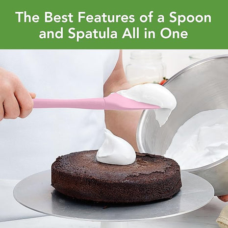 Tovolo Flex-Core All Silicone Spatula, Tapered Silicone Edge for Scraping, Ergonomic Handle, Heat-Resistant Rubber Spatula, BPA-Free & Dishwasher Safe Baking Tool & Kitchen Utensil