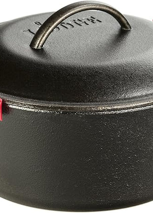 Lodge Cast Iron Dutch Oven with Handle Holders, 5 quart, Black/Red
