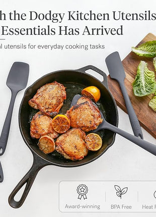 GIR: Get It Right 5 Piece Silicone Essentials Kitchen Utensils Set - Ladle, Spatula, Flip, Spoon & Spoonula - Non-Toxic Cooking Utensils for Nonstick Cookware, Cooking and Baking - Charcoal