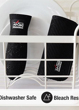 All-Clad Silicone Grip Set: 100% Silicone Flexible & Heat Resistant Ribbed Grip Set - Perfect for Cast Iron, Steel, or Glass, (2-Piece), Black/Grey
