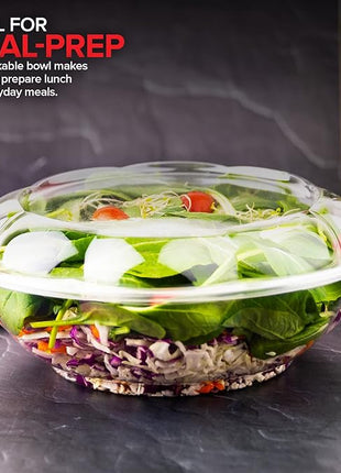 Stock Your Home 64 oz Clear Plastic Salad Bowls with Lids Disposable 120 Pack, Extra Large Takeout Containers for Fruit Salads Meal Prep and Parties