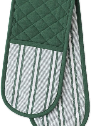 DII Double Strip Chef Kitchen Cooking & Baking Collection, Double Oven Mitt, 35x7.5, Dark Green
